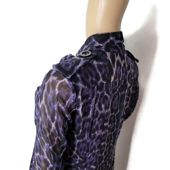 Carolina Herrera silk purple and black animal print Ling sleeve dress with bow. - Picture 6 of 12